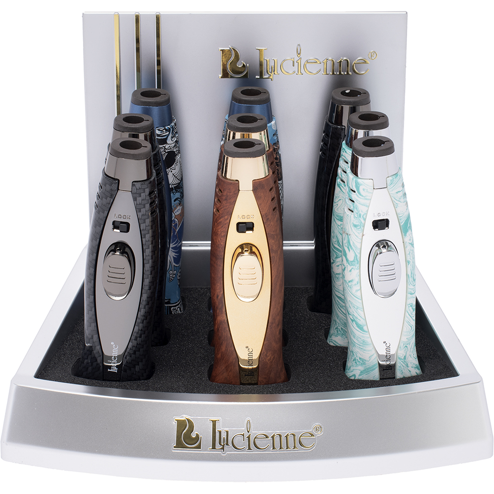 LUCIENNE SINGLE JET TORCH WITH PRINT - DISPLAY OF 9