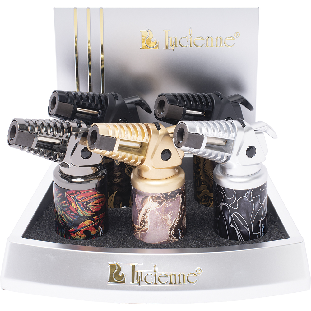 LUCIENNE SINGLE JET TORCH WITH PRINT - DISPLAY OF 5