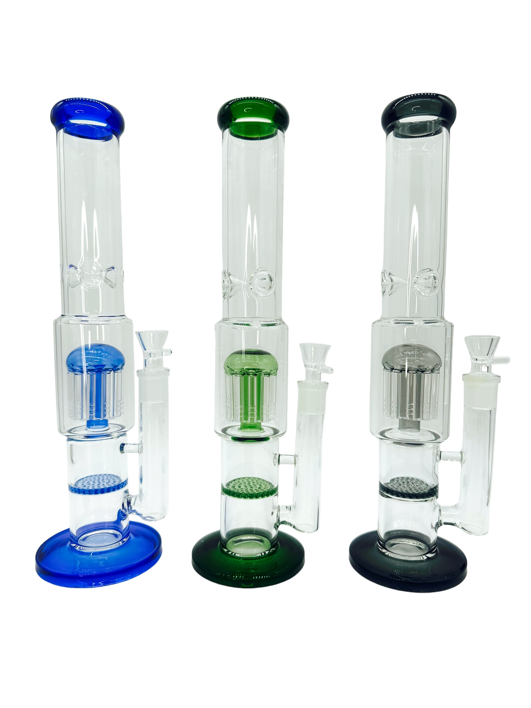 DUAL COLOR TREE & HONEYCOMB PERC STRAIGHT WATERPIPE 15"