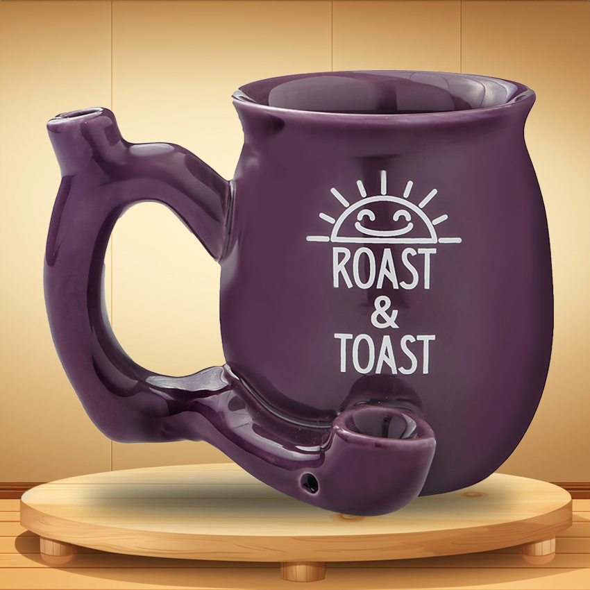 PREMIUM ROAST & TOAST MUG SHINY PLUM WITH WHITE PRINT