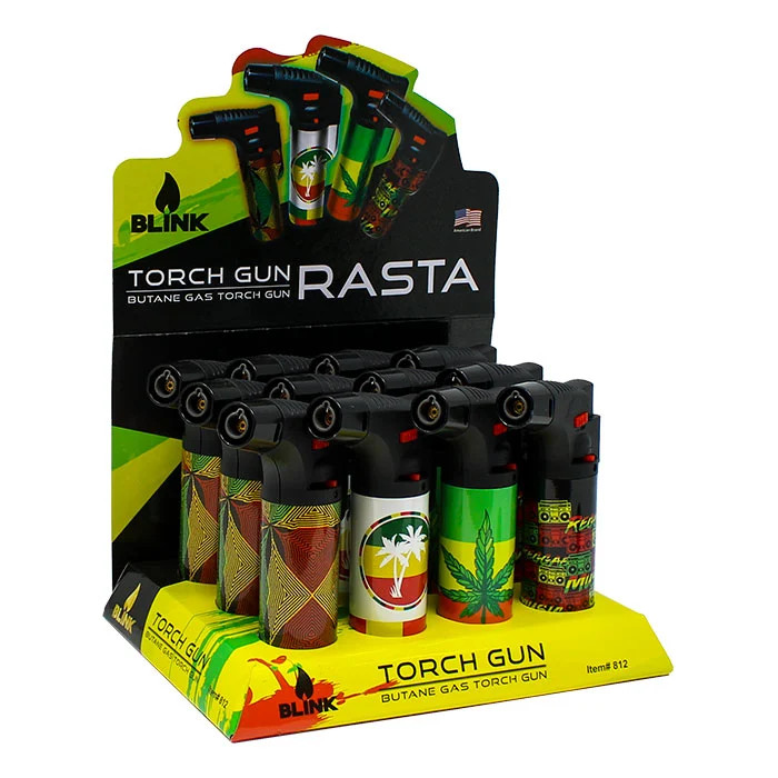 BLINK TORCH GUN RASTA DESIGN - DISPLAY OF 12