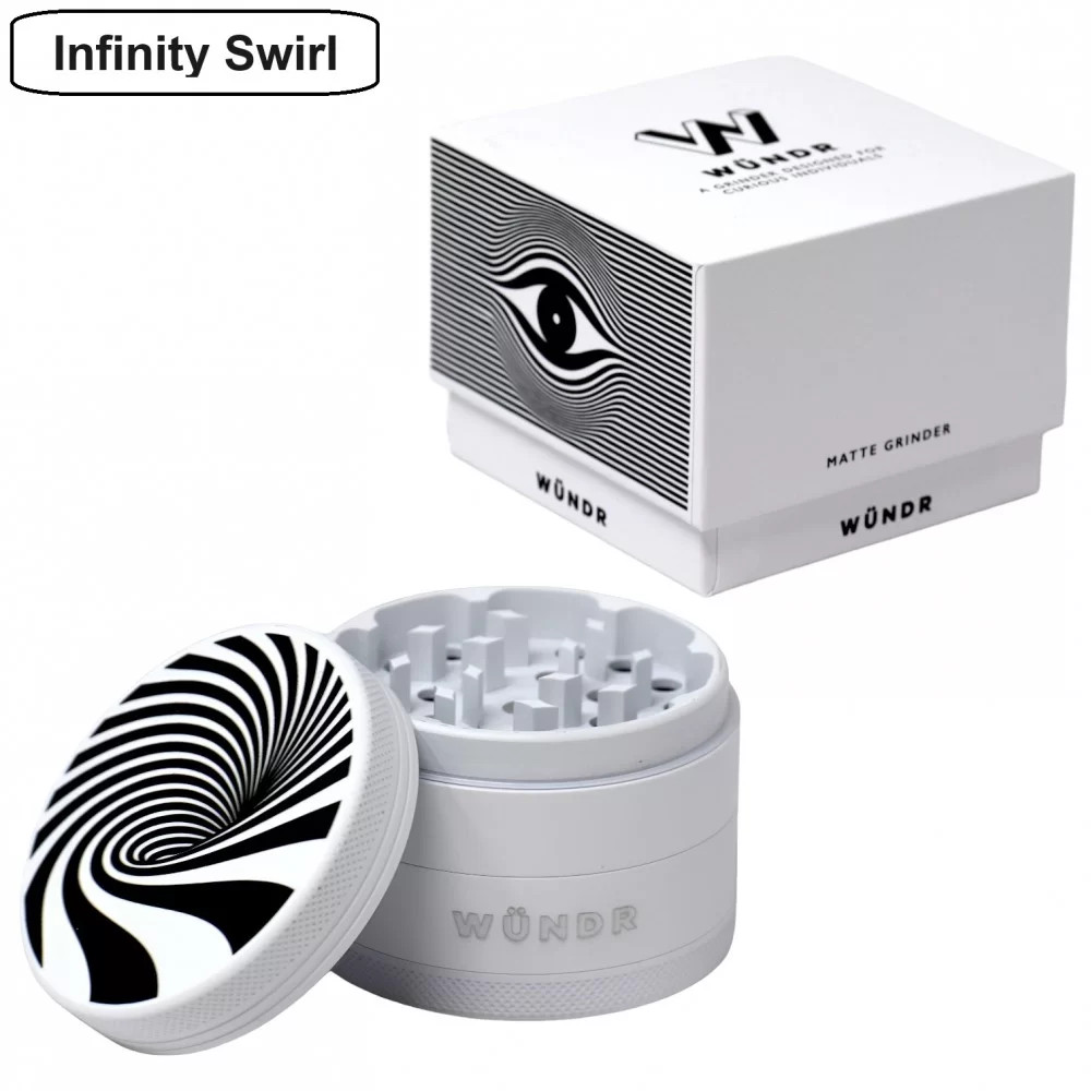 WÜNDR - 2.5" MATTE WHITE AND BLACK 4-PART HERB GRINDER 63MM