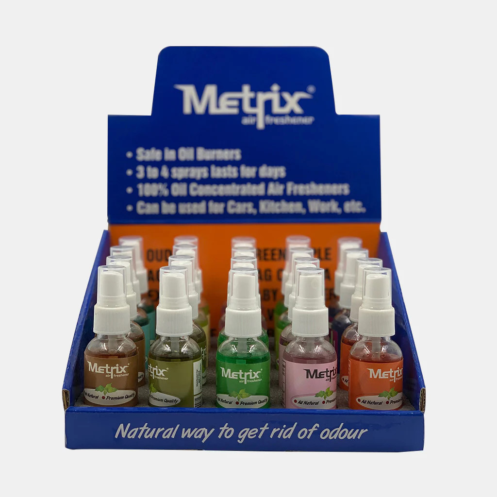 METRIX AIR FRESHNER OIL SPRAY ASSORTED SCENTS - DISPLAY OF 20