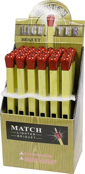 REFILLABLE LIGHTER MATCH BRIQUET - DISPLAY OF 24