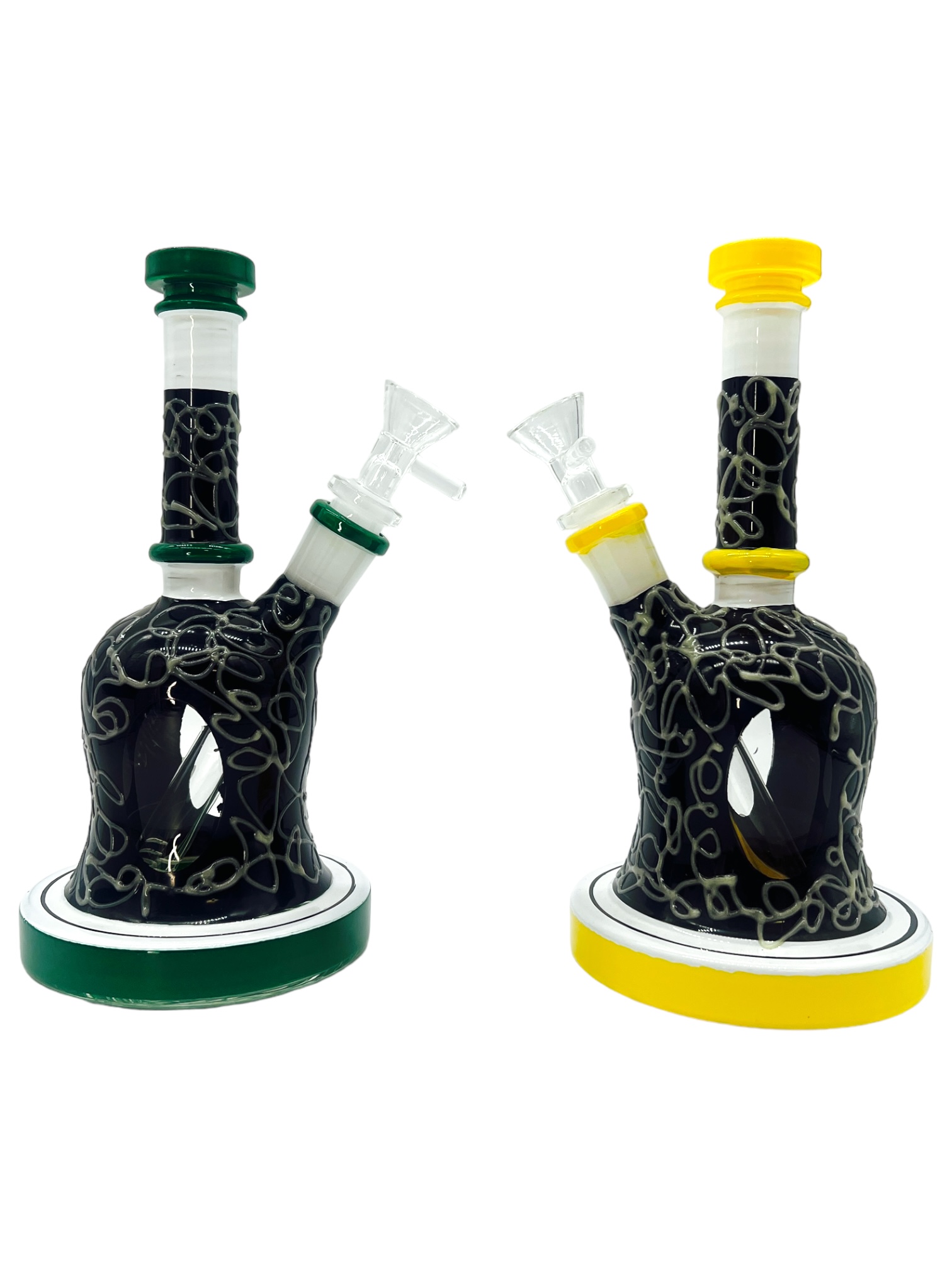 GITD SQUIGGLE GALSS WATERPIPE ASSORTED COLOR 8.5"