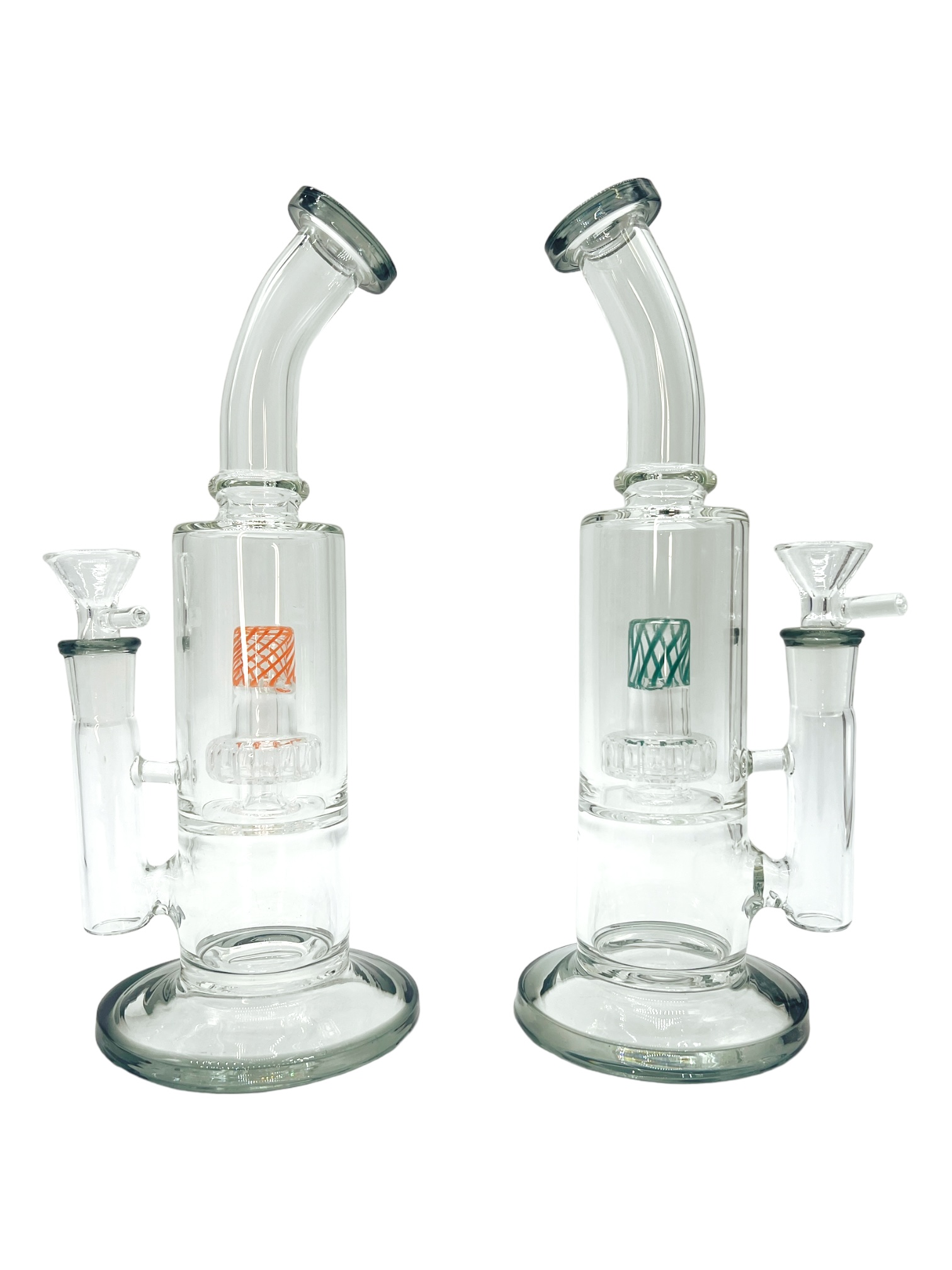 SWIRL PERC GLASS WATERPIPE ASSORTED COLOR 9"