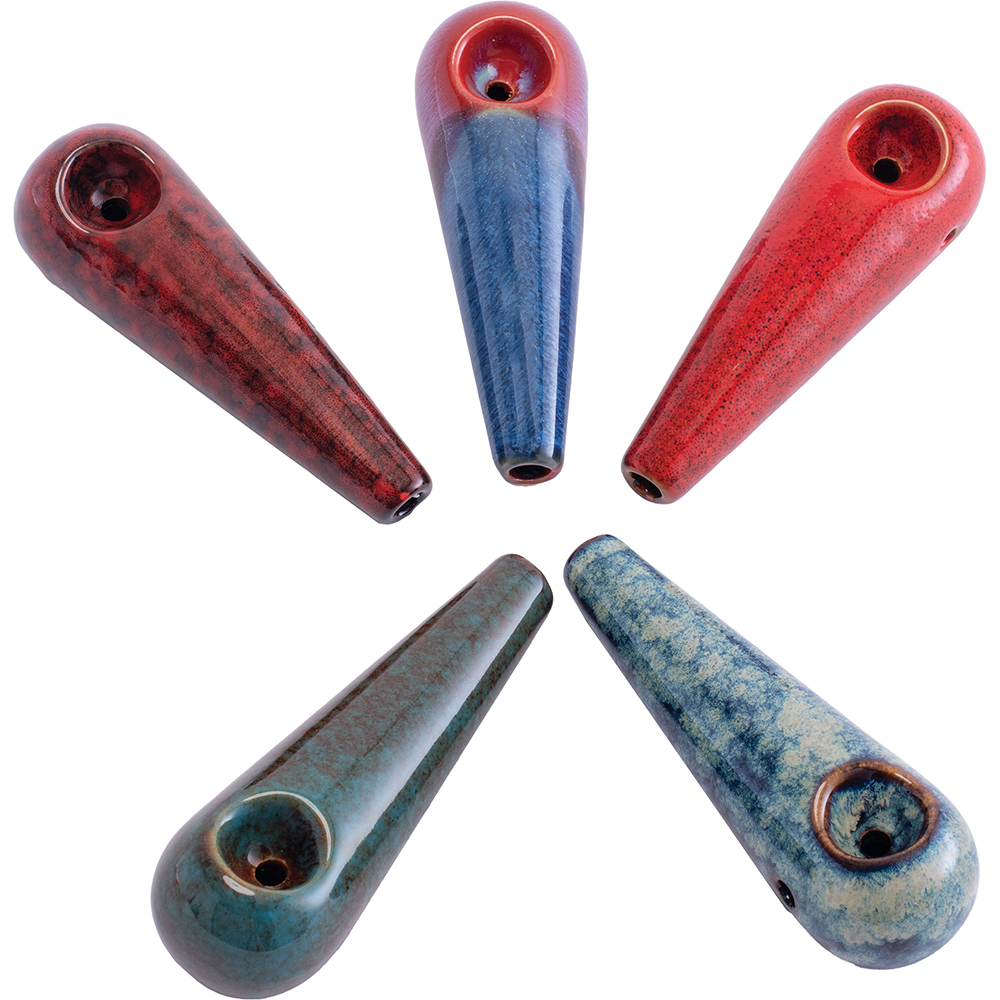 REACTIVE GLAZED MINI PIPES - DISPLAY OF 12