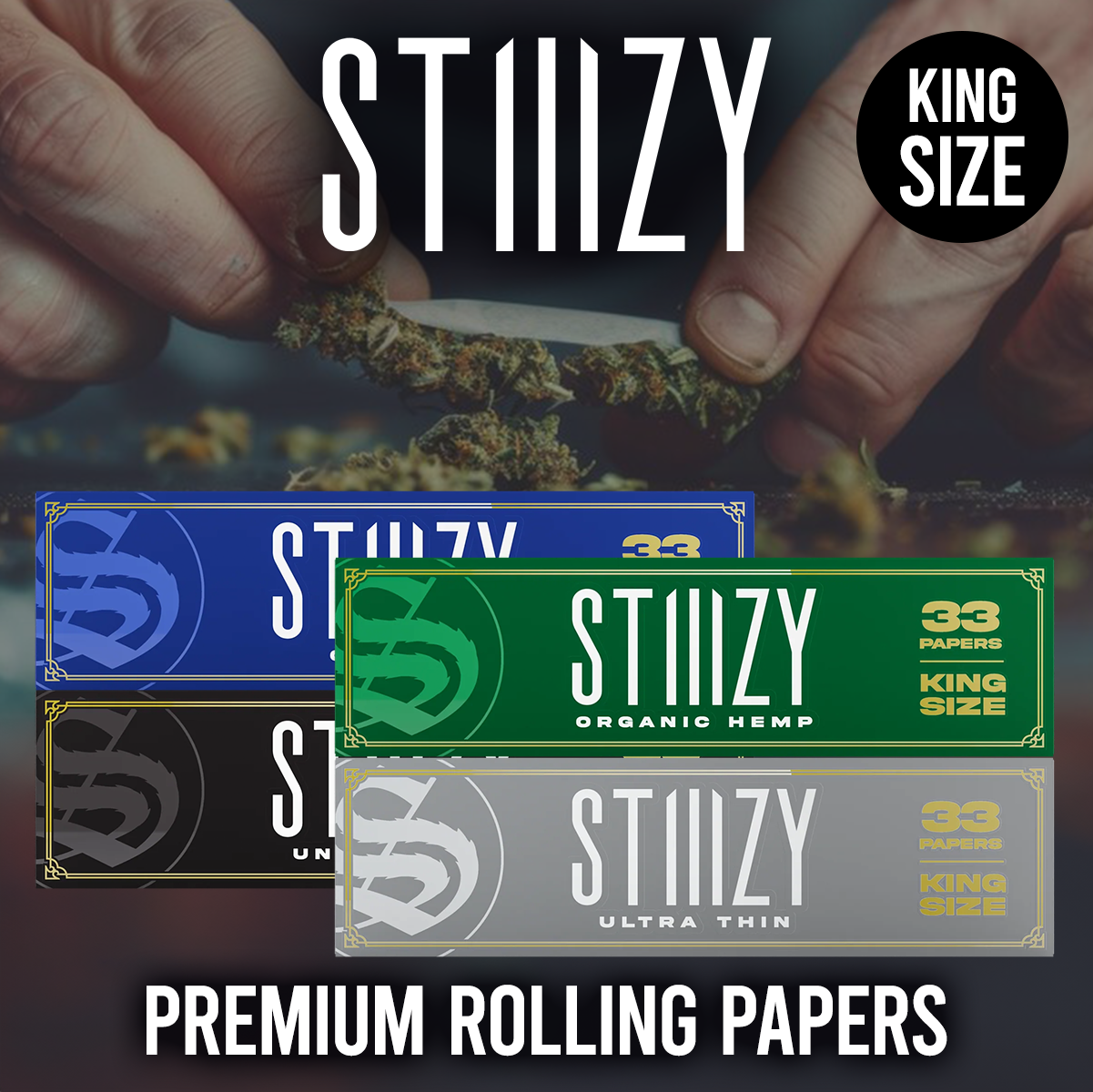 STIIIZY KING SIZE PREMIUM ROLLING PAPER - DISPLAY OF 24