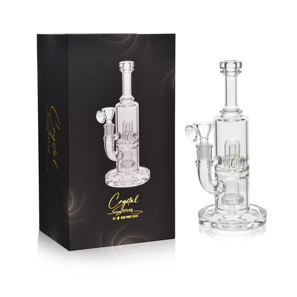 CRYSTAL SERIES BY HPG - 10" DOUBLE UFO PERC WATER PIPE RIG