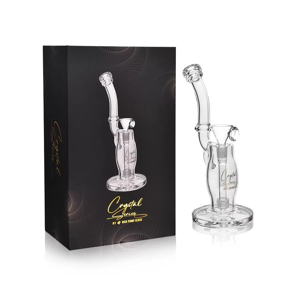 CRYSTAL SERIES BY HPG - 13" CURVY NECK & BODY LOW PROFILE DOWN STEM MATRIX PERC WATER PIPE