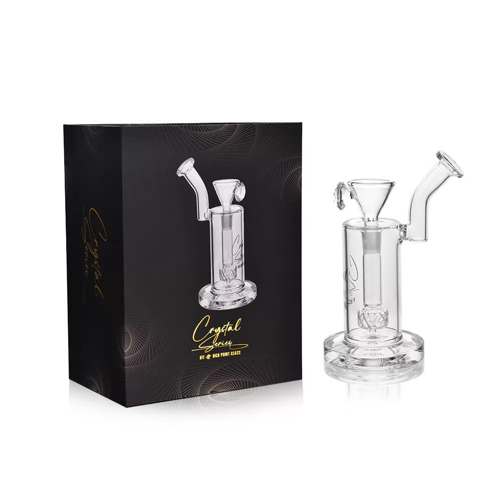 CRYSTAL SERIES BY HPG - 8.11" LOW PROFILE DOWN STEM DIAMOND NET PERC WATER PIPE