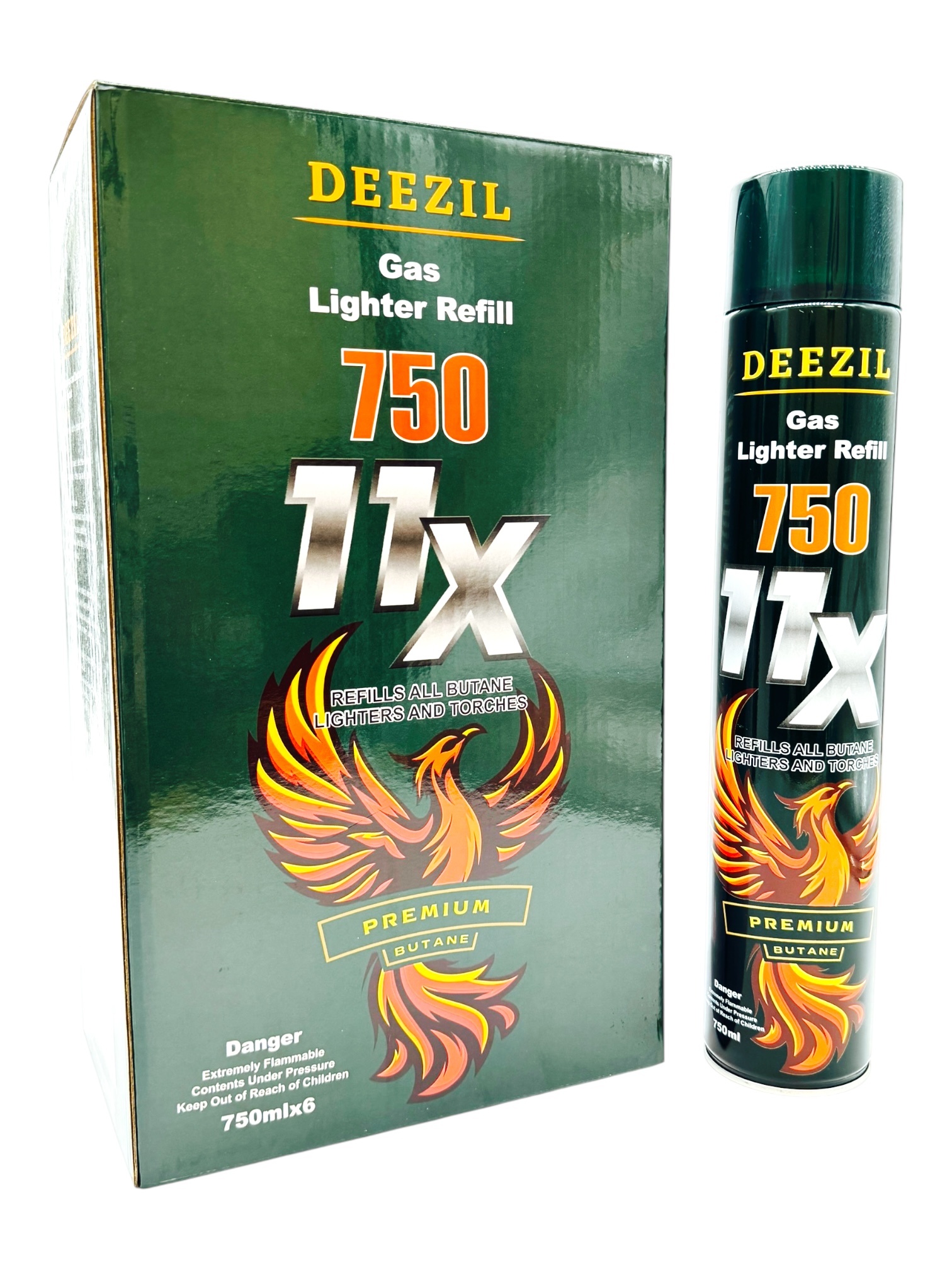 DEEZIL BUTANE 750ML 11X - DISPLAY OF 6
