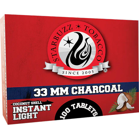STARBUZZ 33MM COCONUT SHELL INSTANT LIGHT CHARCOAL 10-PACK - DISPLAY OF 10