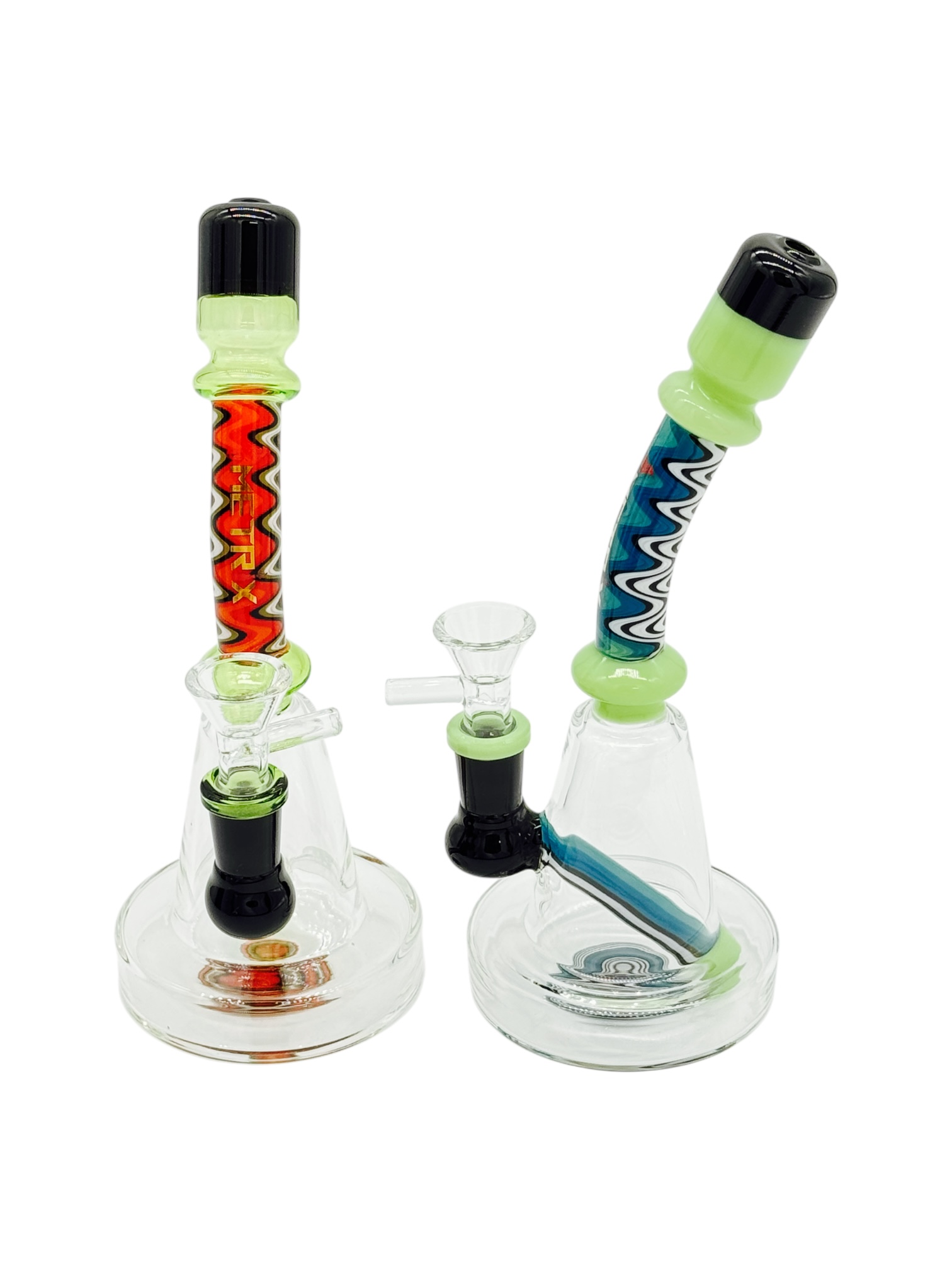 METRIX SWIRL NECK WATERPIPE ASSORTED COLOR 8"