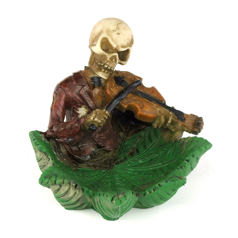 HANDMADE CLAY ASHTRAY VIOLINIST SKELETON (XH6191)