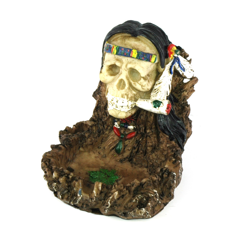HANDMADE CLAY ASHTRAY SMOKING SKULL (XH6125)