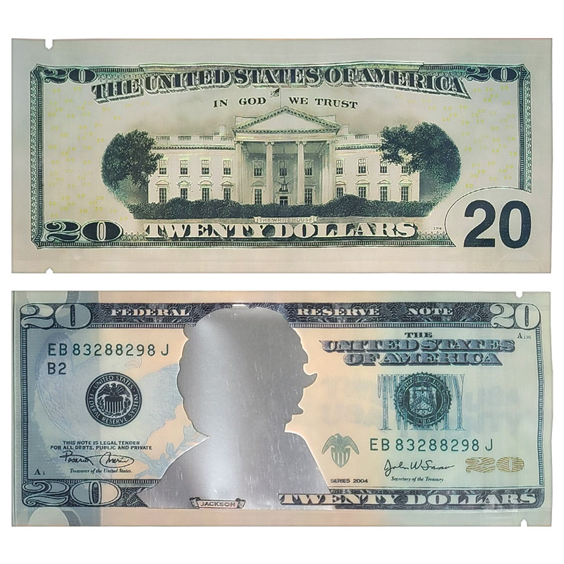 SMELL PROOF BAGS 3.5G $20 BILL - BAG OF 50 COUNT - (BMN-8)