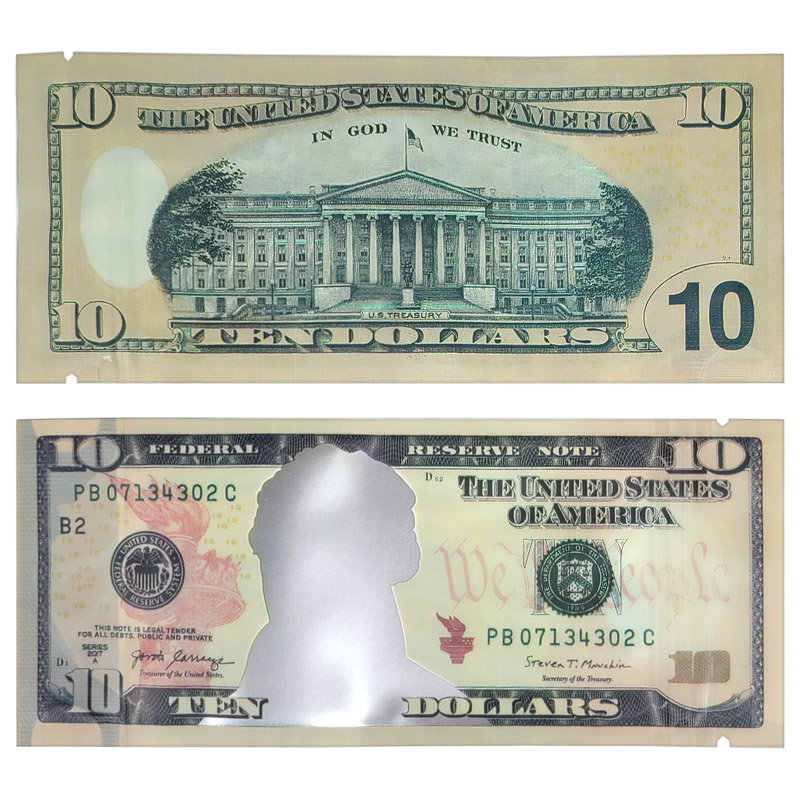 SMELL PROOF BAGS 3.5G $10 BILL - BAG OF 50 COUNT - (BMN-7)