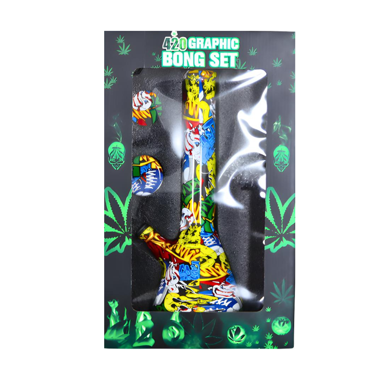 420 GRAPHIC BONG SET 14" ASSORTED DESIGN