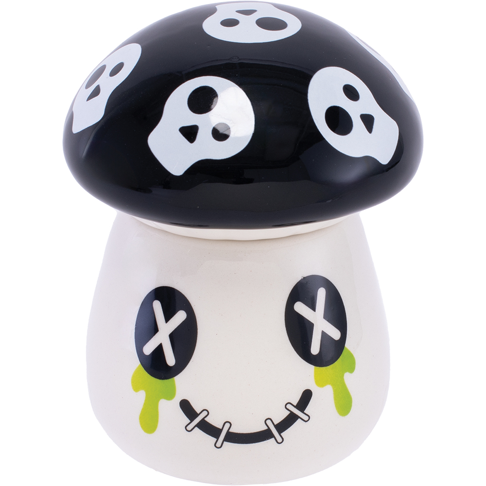 MUSHROOM SKULL CERAMIC STASH JAR