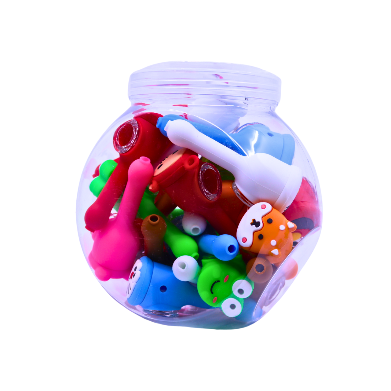 SILICONE HAND PIPE ASSORTED DESIGNS - JAR OF 25