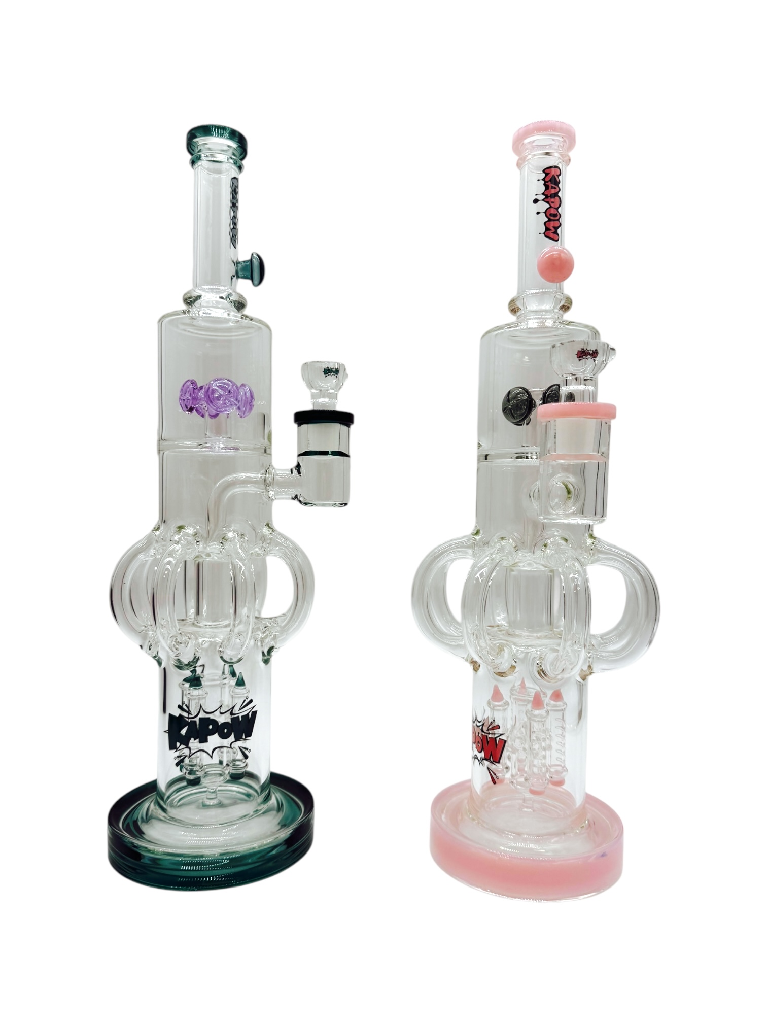 KAPOW GLASS MULTI PERC RECYCLER WATERPIPE 16"