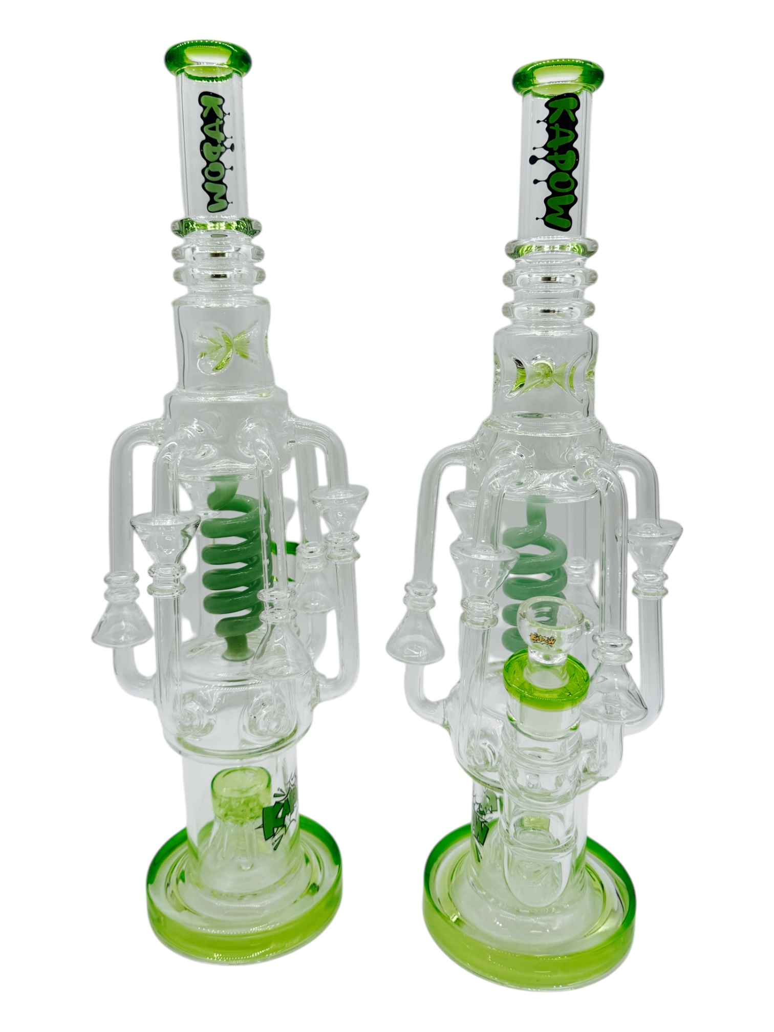 KAPOW MULTI PERC SWISS NECK COIL RECYCLER WATERPIPE 18"