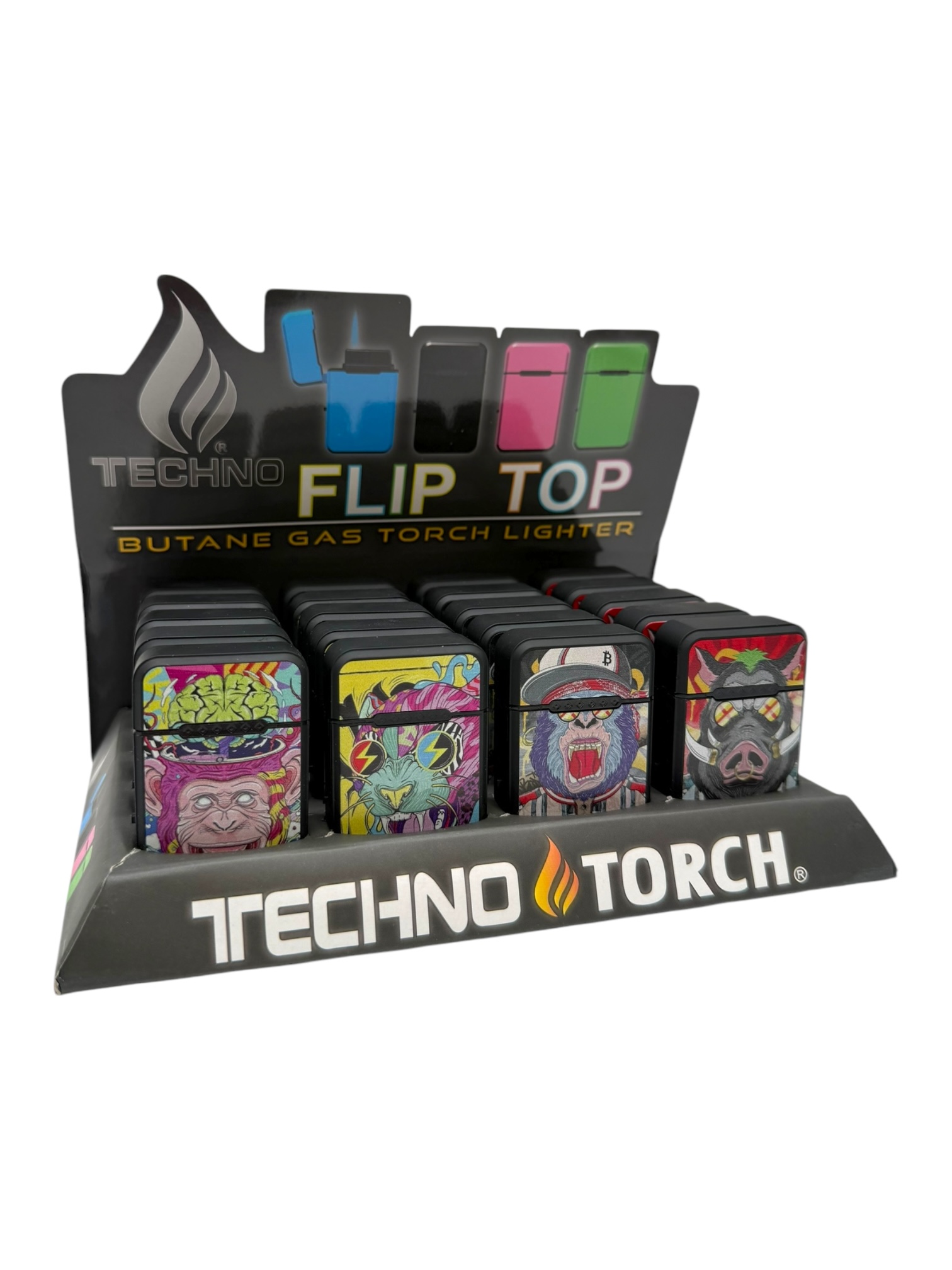 TECHNO TORCH FLIP TOP LIGHTER NFT 2 - DISPLAY OF 20