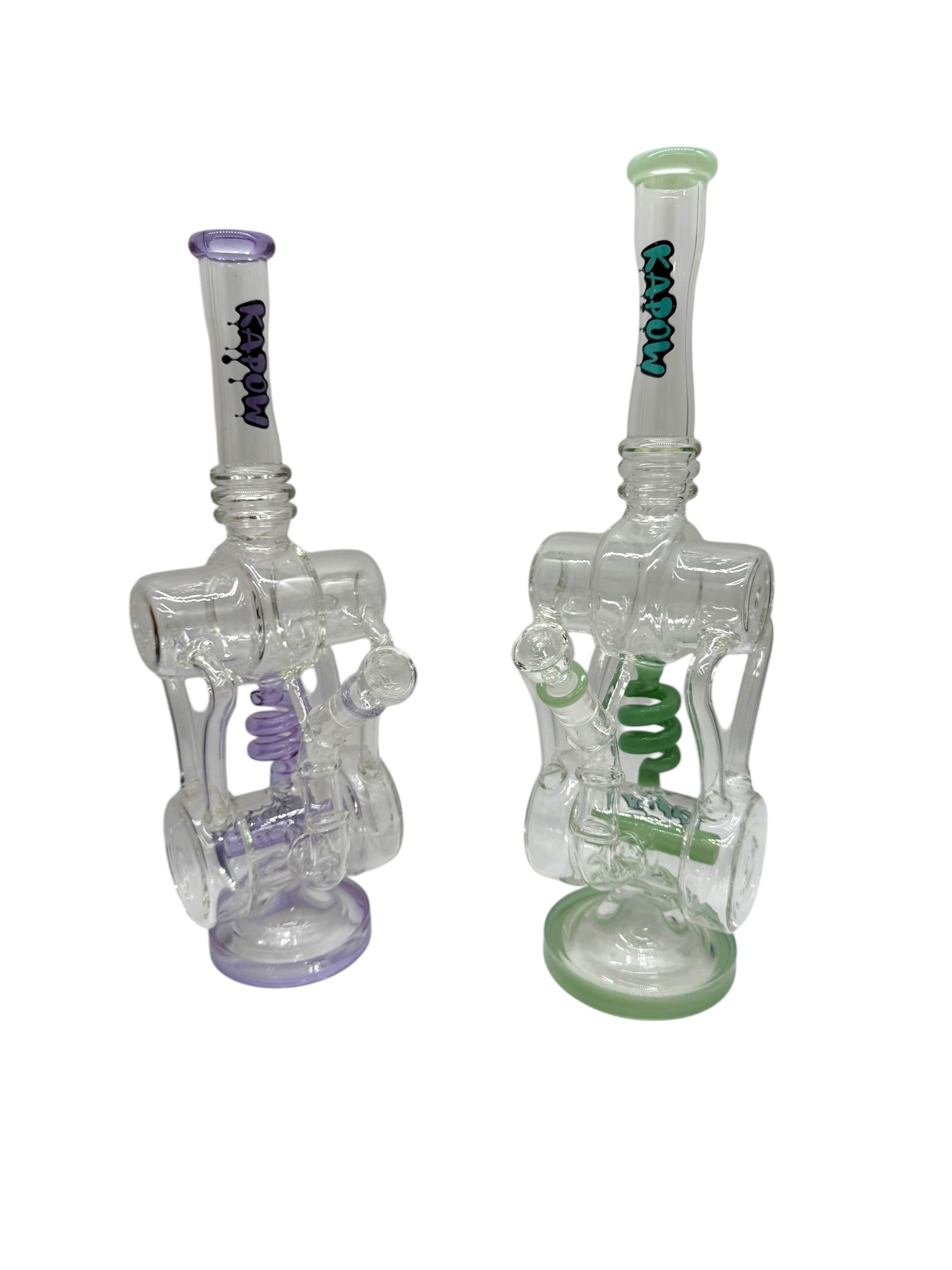 KAPOW DUAL CYLINDER INLINE RECYCLER WATERPIPE 16"