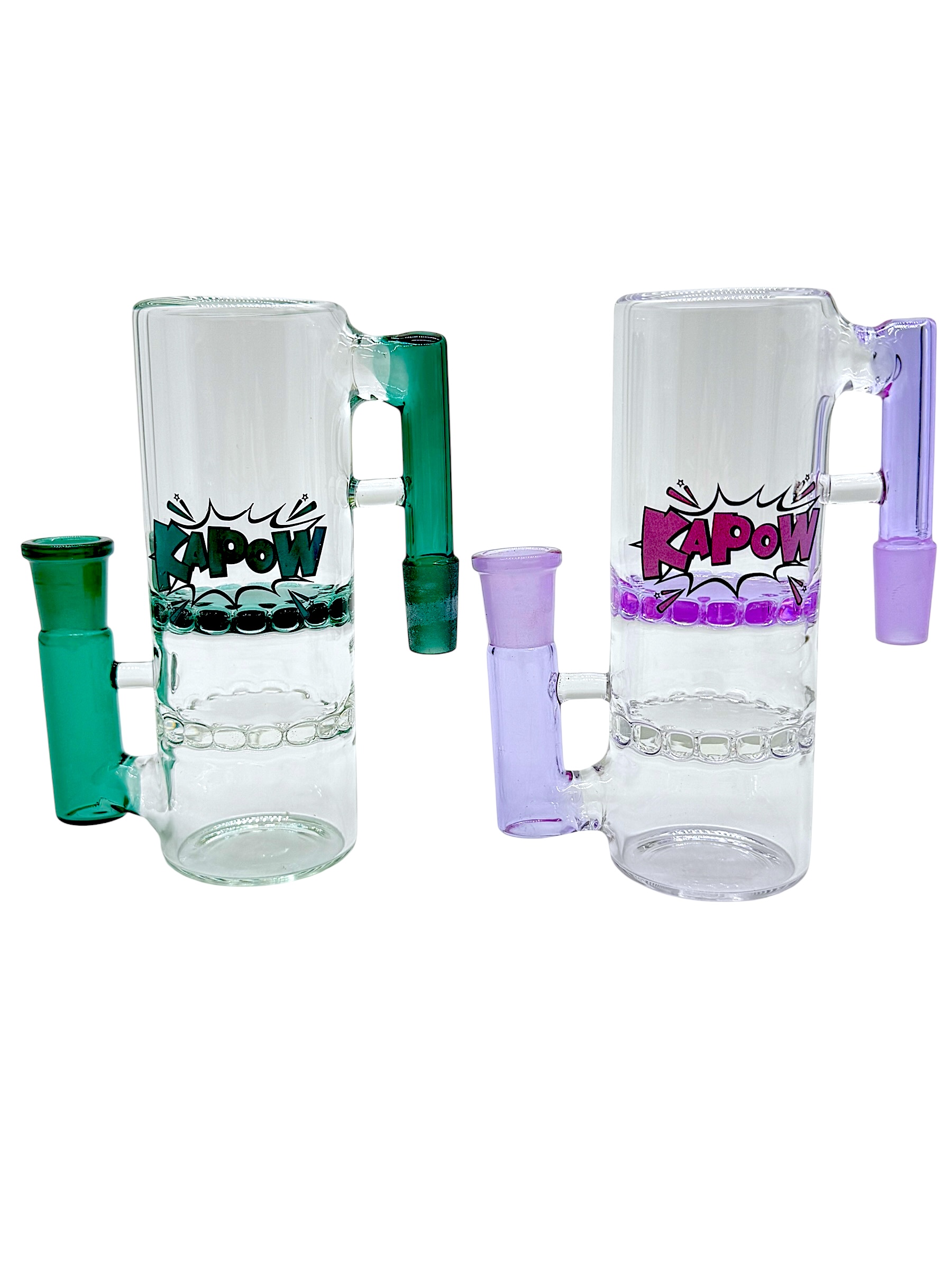 KAPOW GLASS 90 DEGREES DOUBLE VOLUME PERC ASH CATCHER 5.5" (RSU-15)