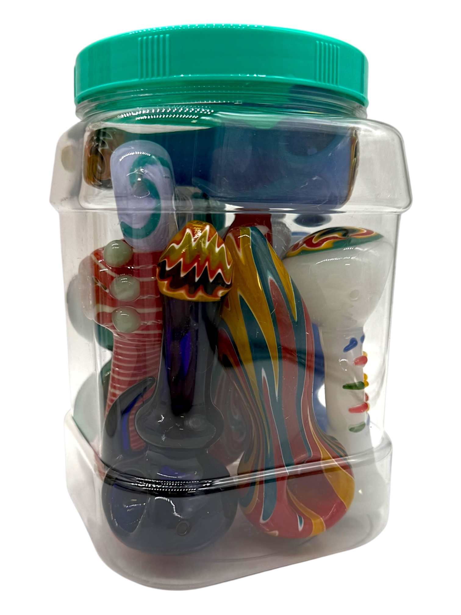 WIGWAG DONUT SPOON HANDPIPE MIX DESIGN 4" - JAR OF 10