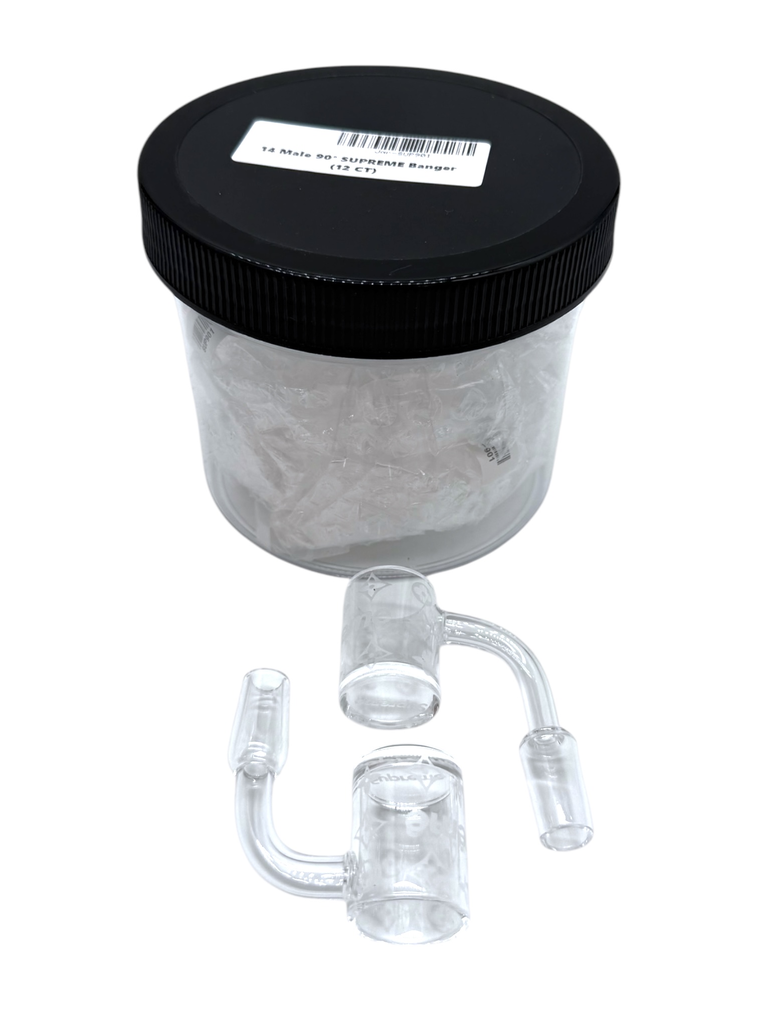 14MM MALE 90 DEGREES SUPREME DESIGN BANGER - JAR OF 12