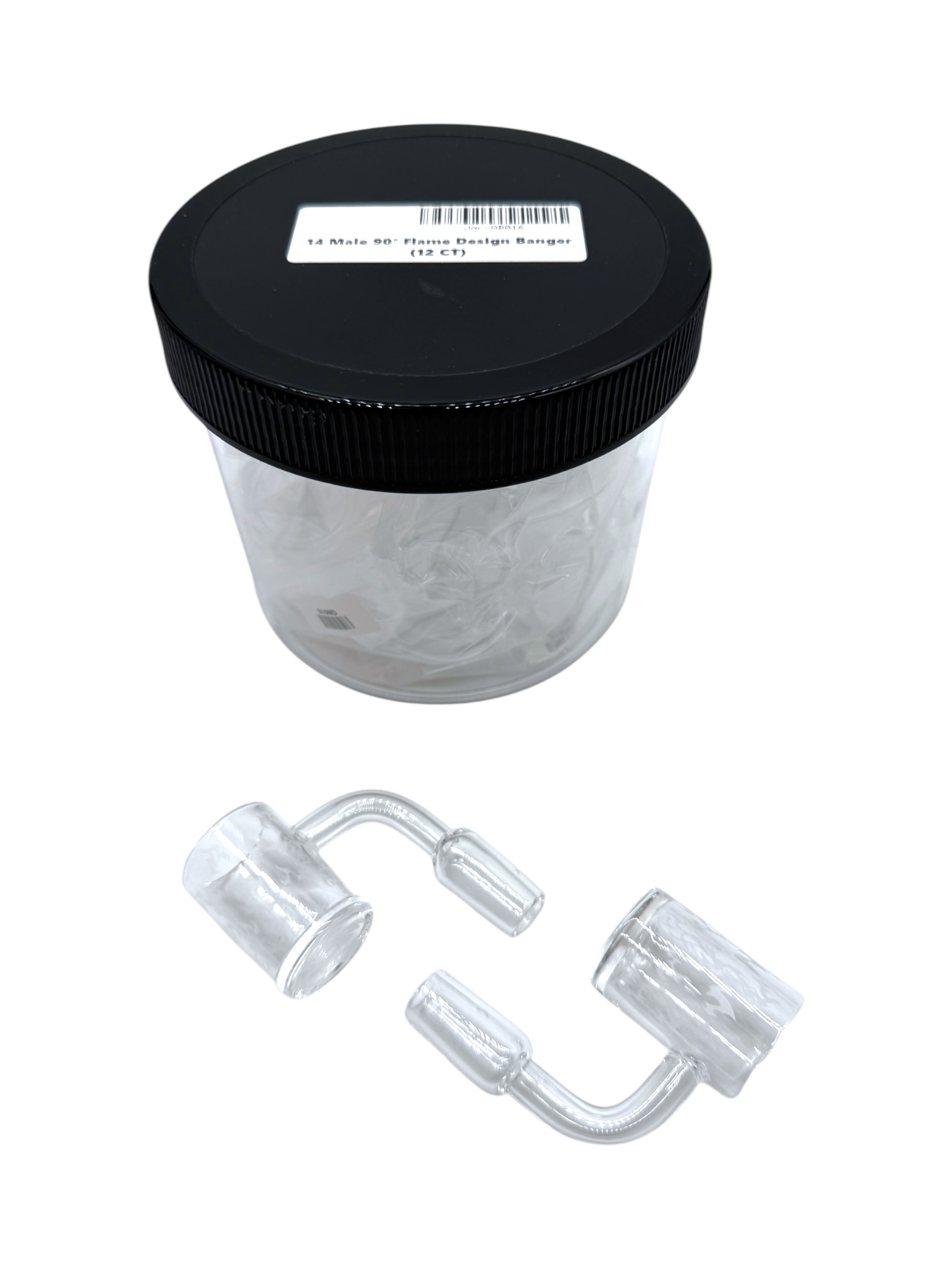 14MM MALE 90 DEGREES FLAME DESIGN BANGER - JAR OF 12