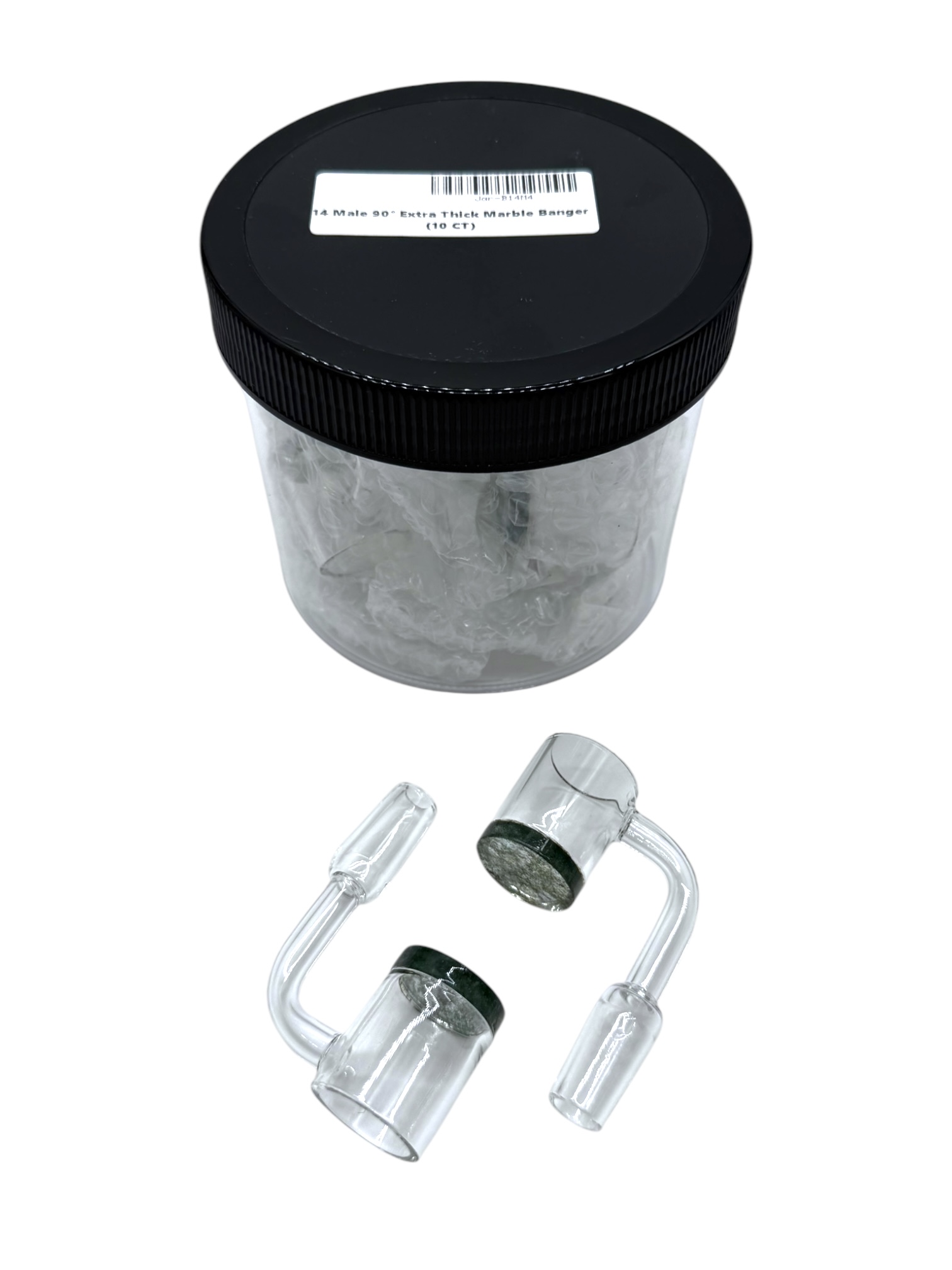 14MM MALE 90 DEGREES EXTRA THICK MARBLE BANGER - JAR OF 10