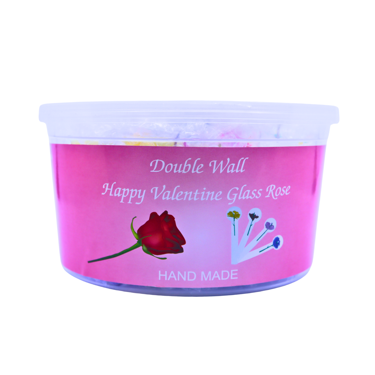 GLASS 6" MIX COLOR VALENTINE ROSE OIL BURNER JAR - JAR OF 24