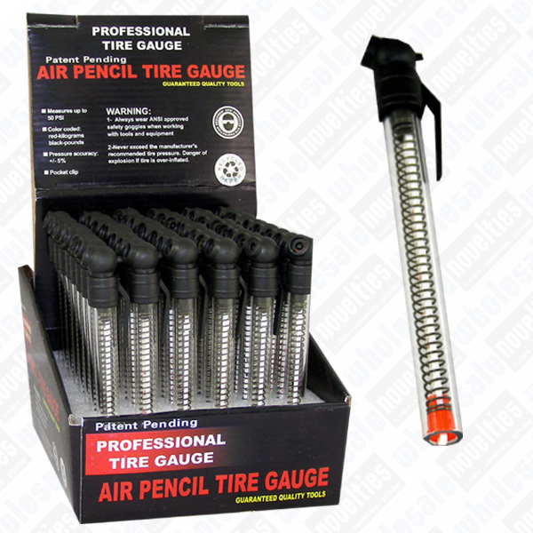 AIR PENCIL TIRE GAUGE GLASS PIPE - DISPLAY OF 48