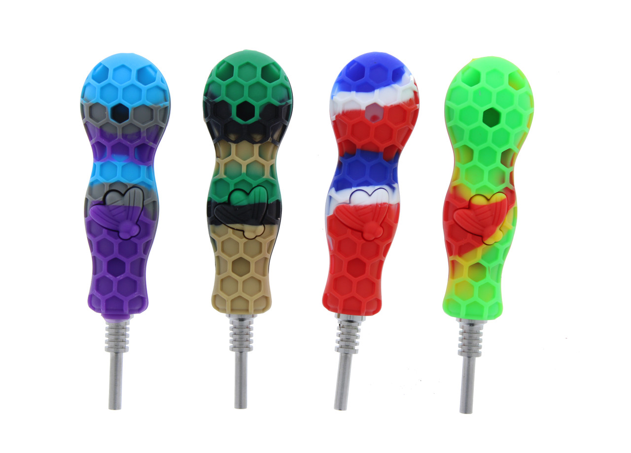 DOUBLE CROSS MIXED COLOR SILICONE NECTAR COLLECTOR - JAR OF 50CT