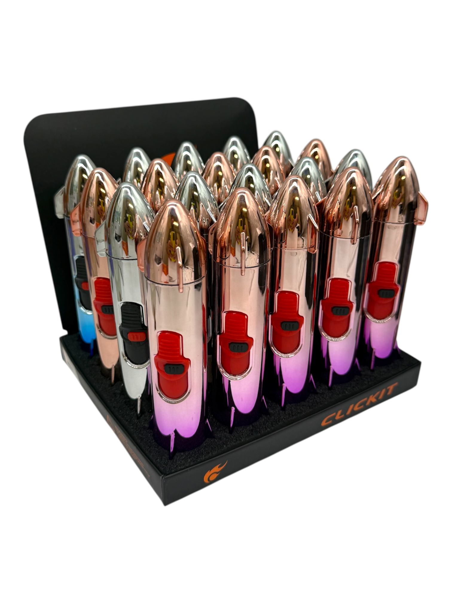 CLICKIT ROCKET LIGHTER TORCH - DISPLAY OF 20