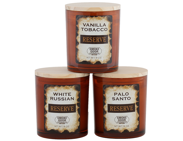 SMOKE ODOR RESERVE EXTERMINATOR CANDLE - DISPLAY OF 6