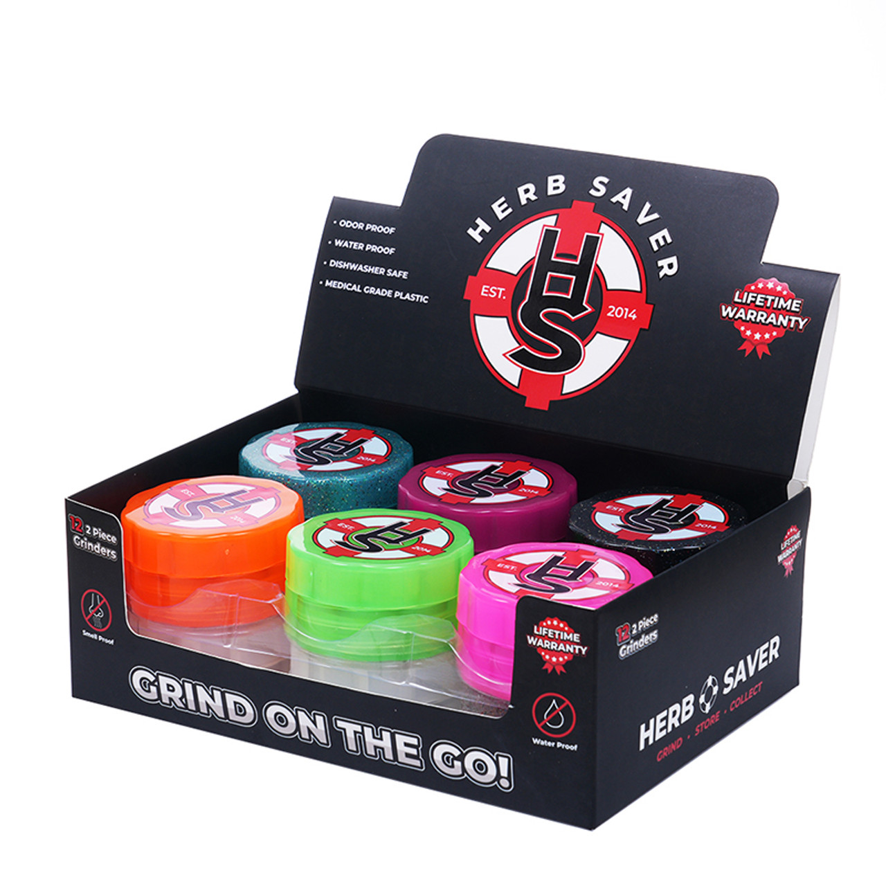 HERB SAVER 2-PIECE GRINDERS - DISPLAY OF 12