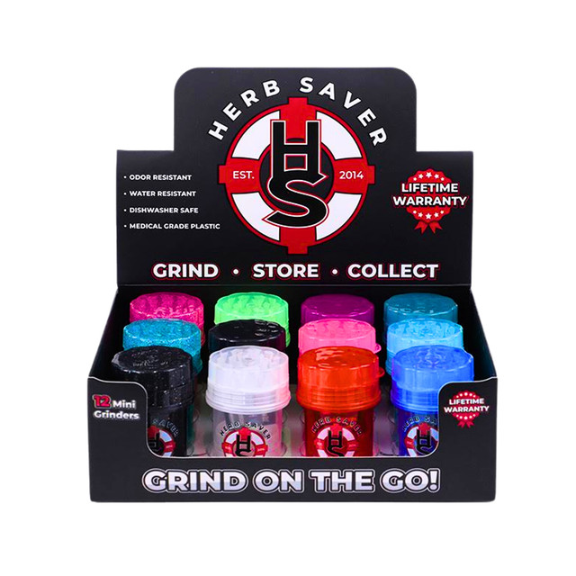 HERB SAVER MINI JAR GRINDERS - DISPLAY OF 12