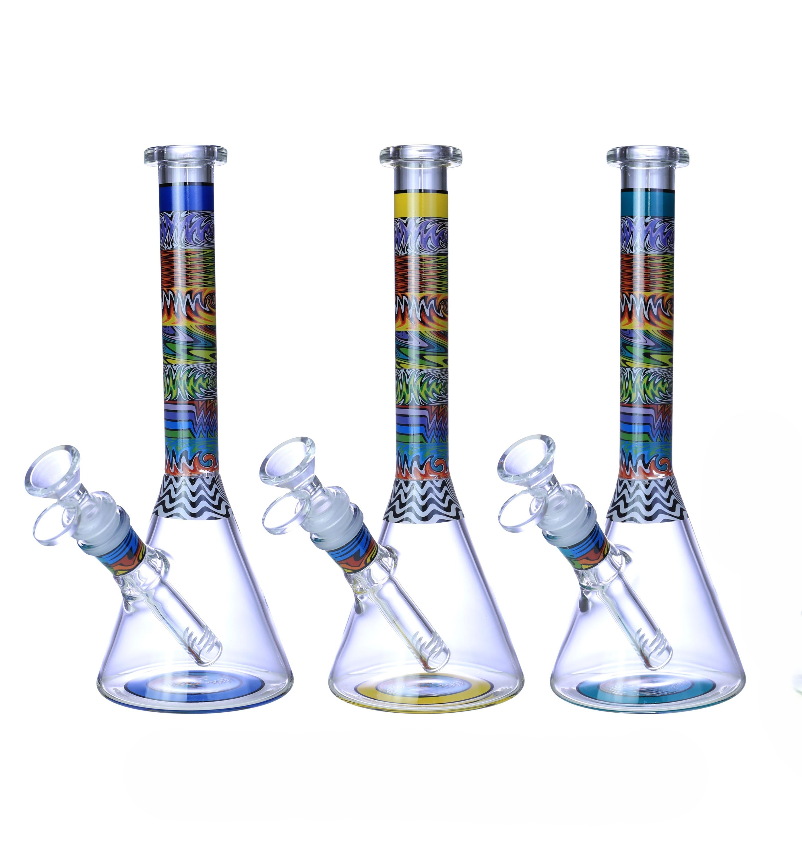 MULTI WIGWAG STICKER BEAKER WATERPIPE 10"