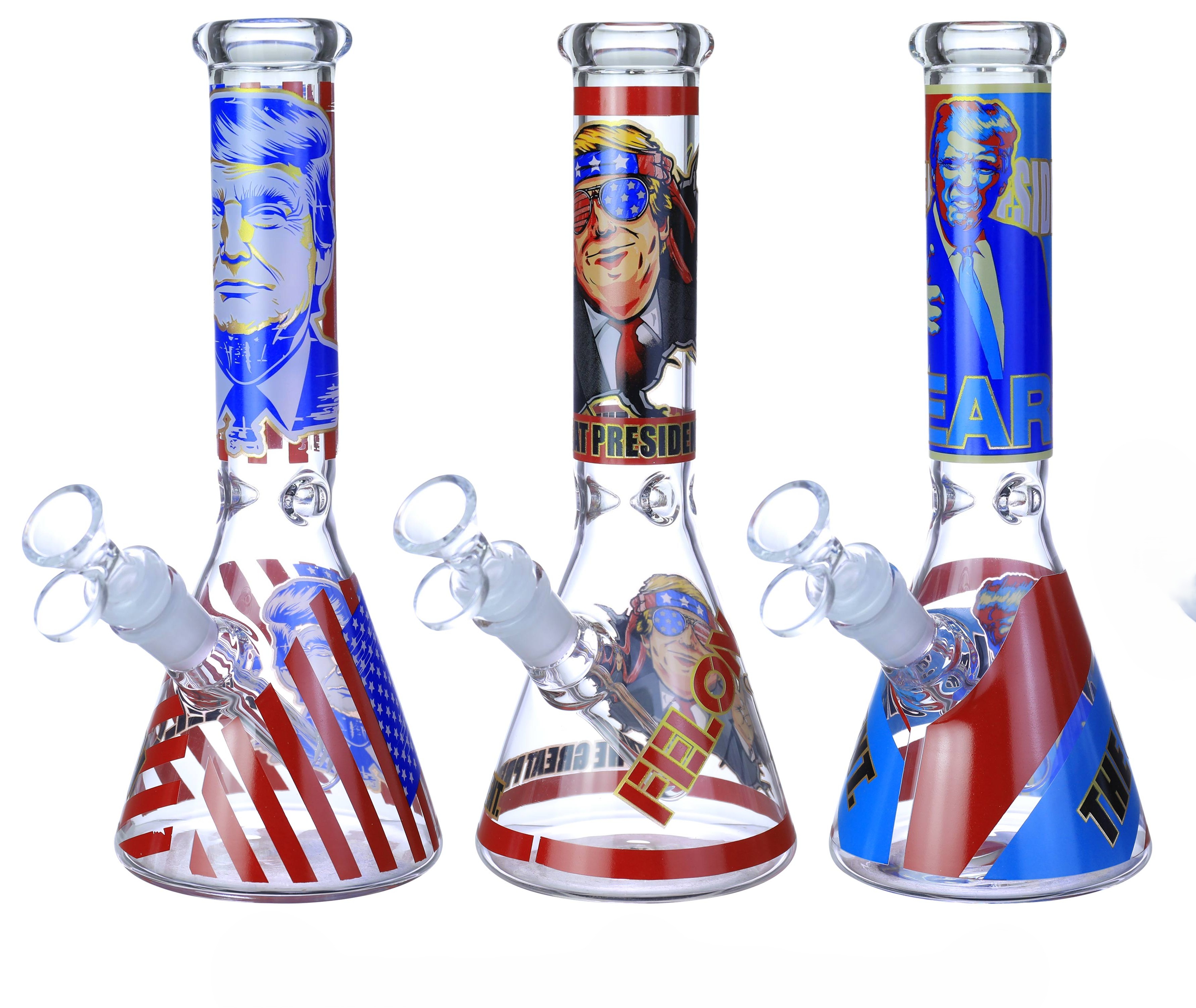 LIGHT IN THE DARK COLORED FLOWERS BEAKER WATERPIPE 10"