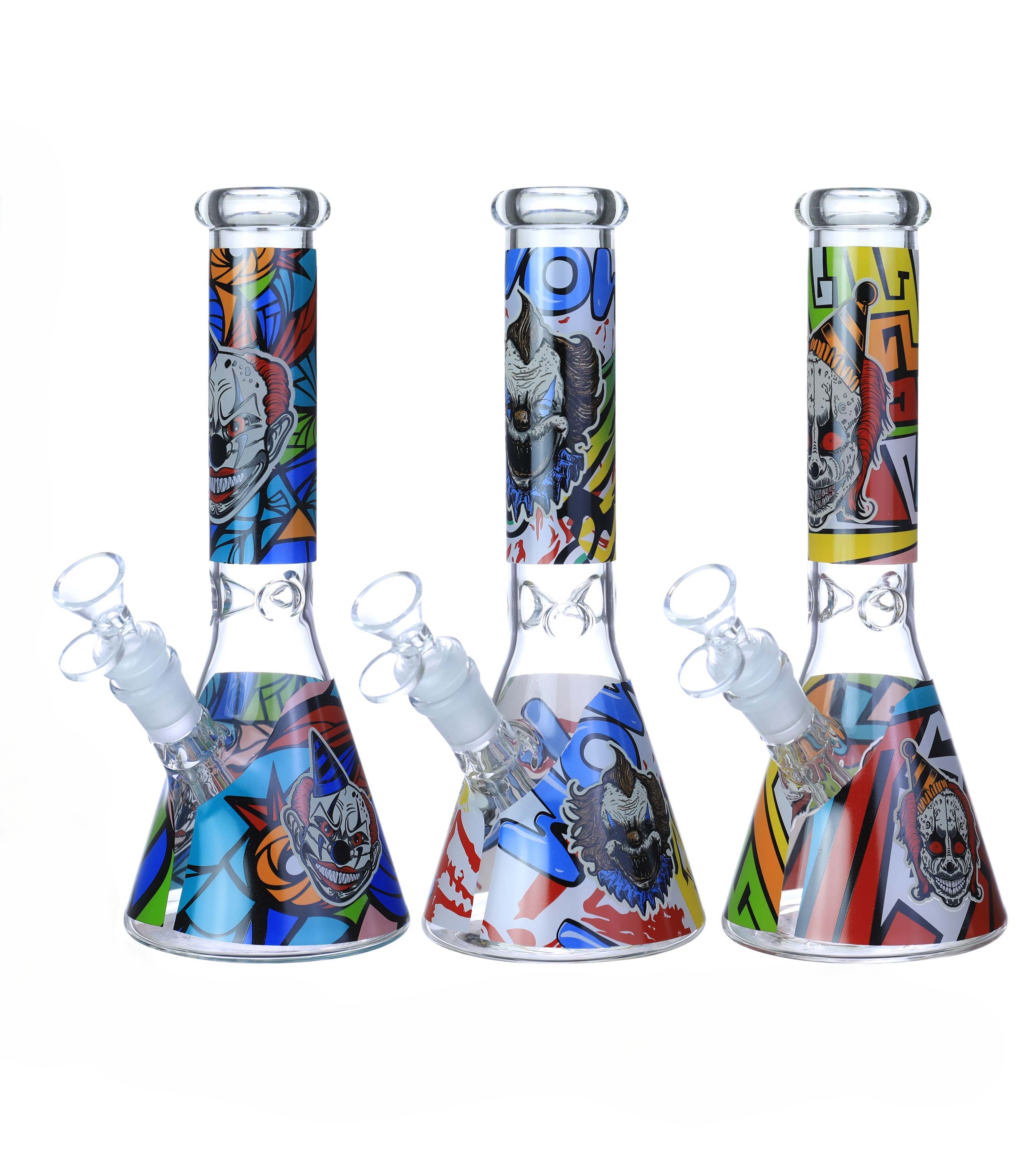 GLOW IN THE DARK CLOWN BEAKER WATERPIPE 10"