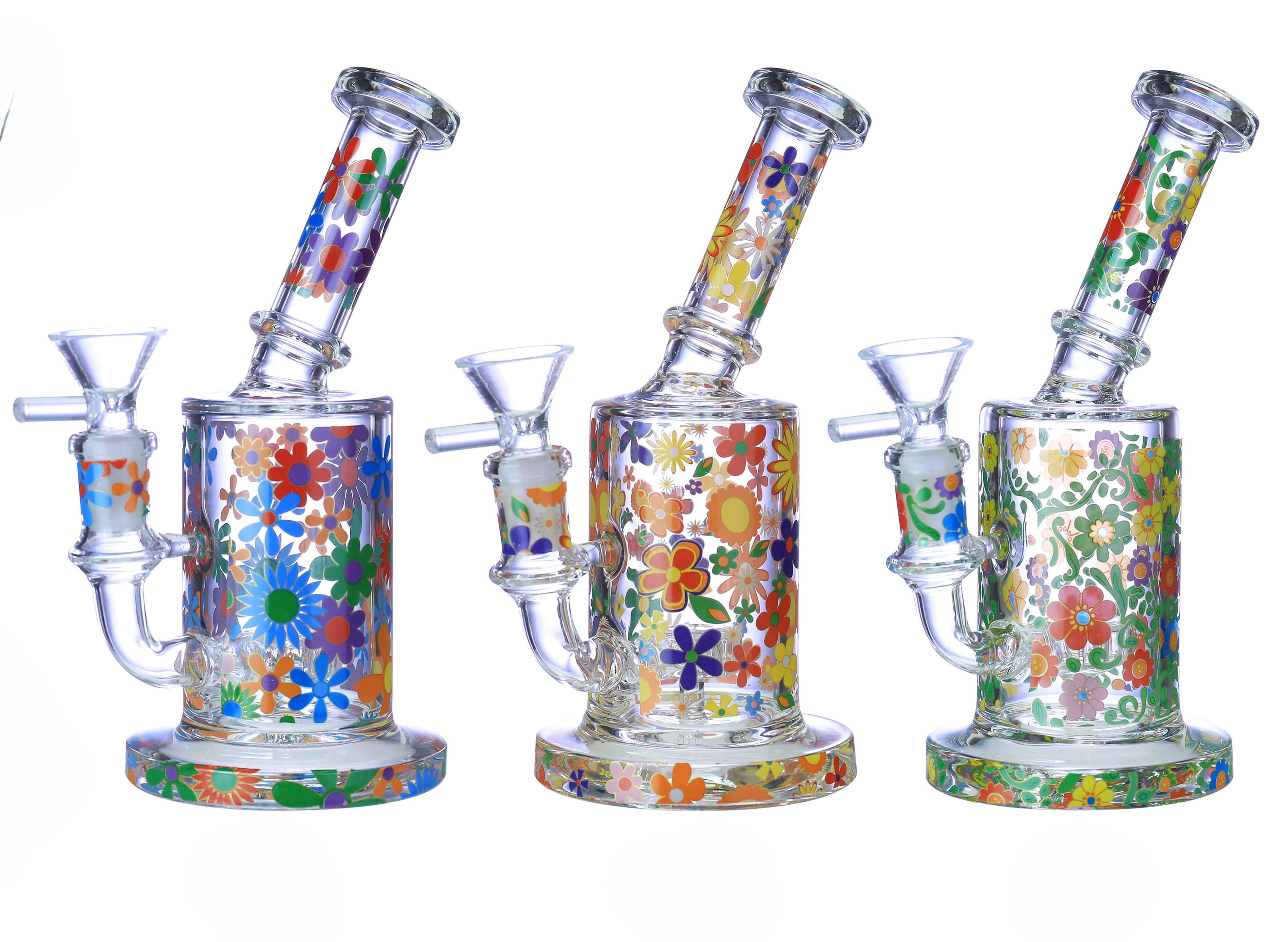 FLORAL PREMIUM GLASS WATERPIPE 7"