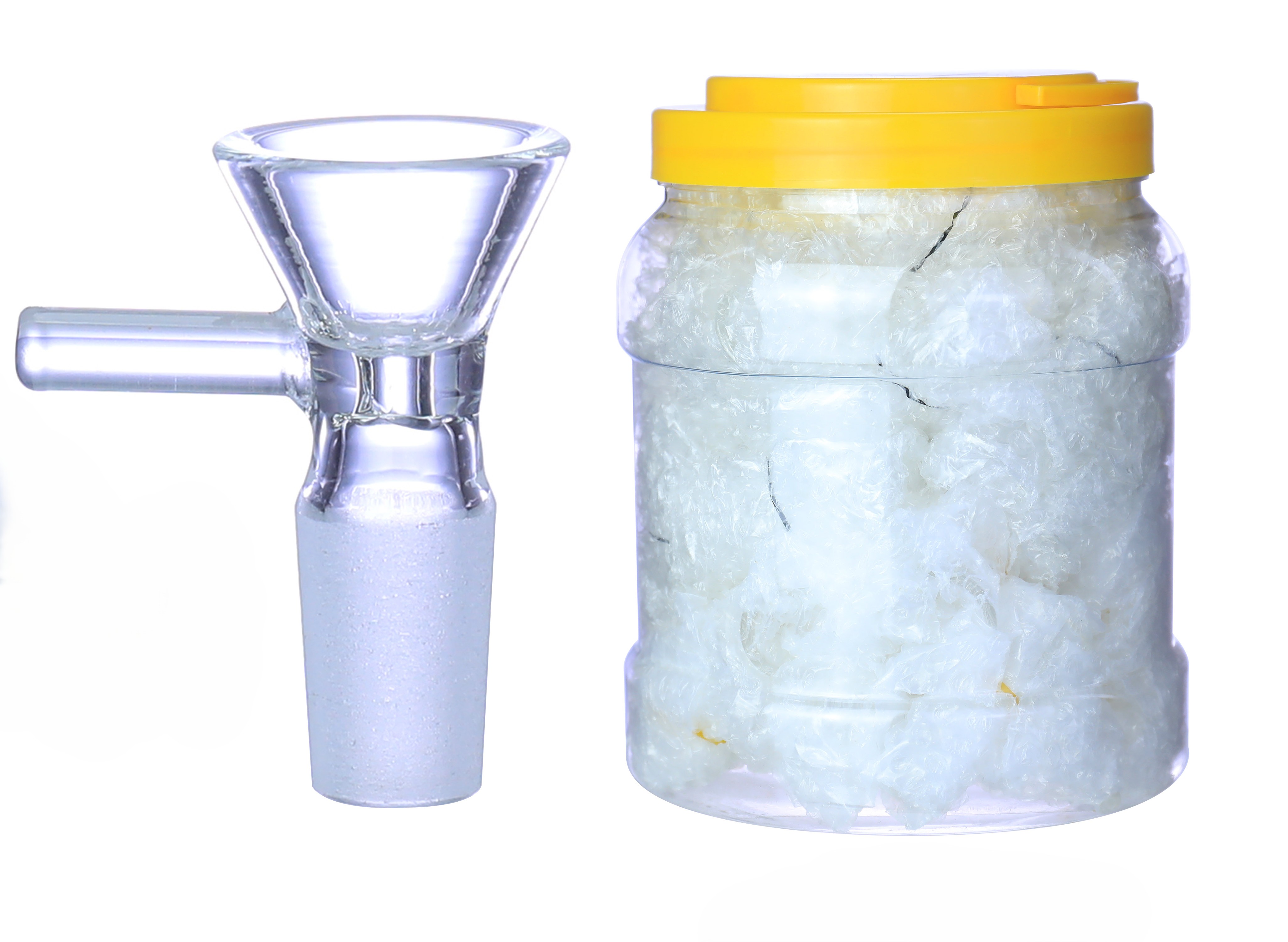 14MM MALE GLASS BOWL WITH HANDLE - JAR OF 50