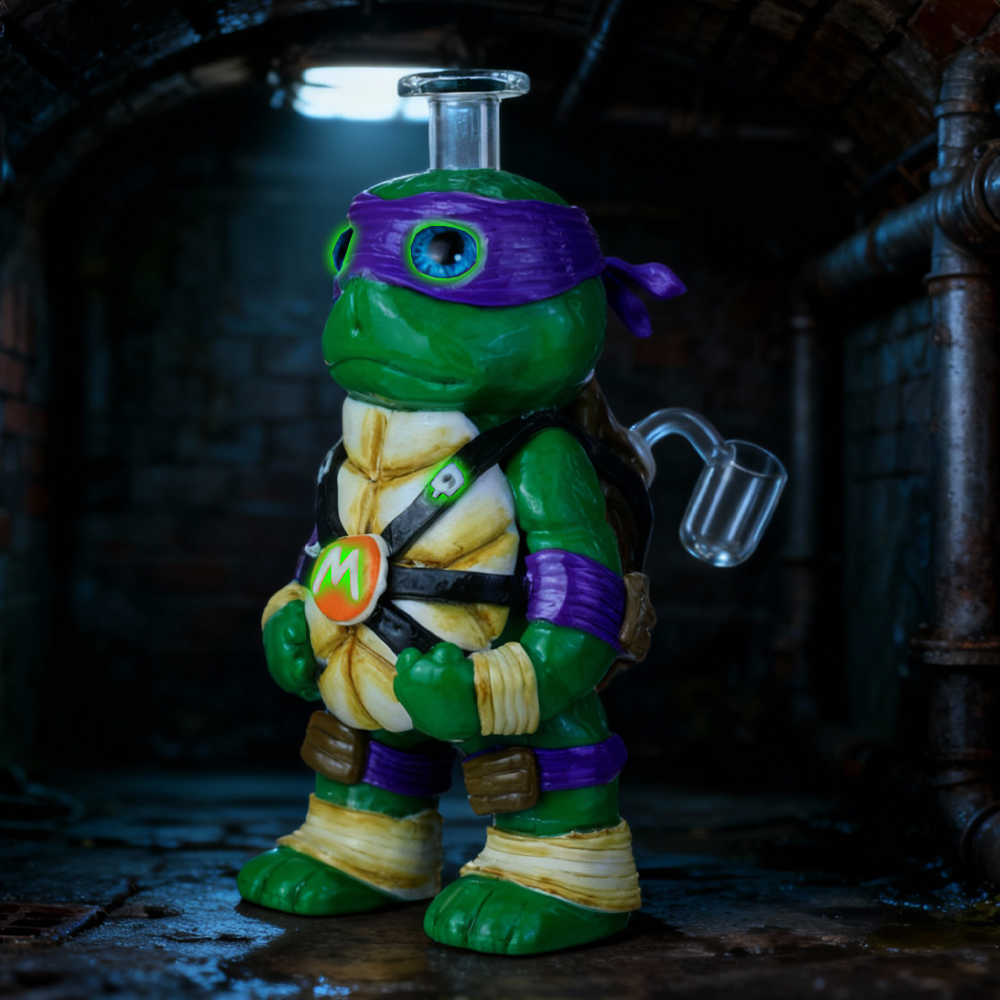 GLOW IN THE DARK HEAVY TURTLE WATERPIPE 7"