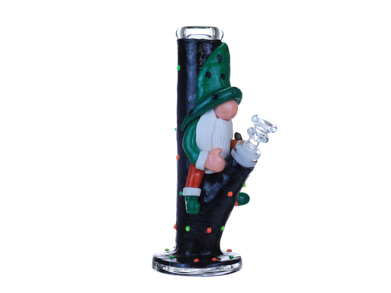 GLOW IN THE DARK SANTA WITH PUMPKIN HEAVY STRAIGHT WATERPIPE 9"
