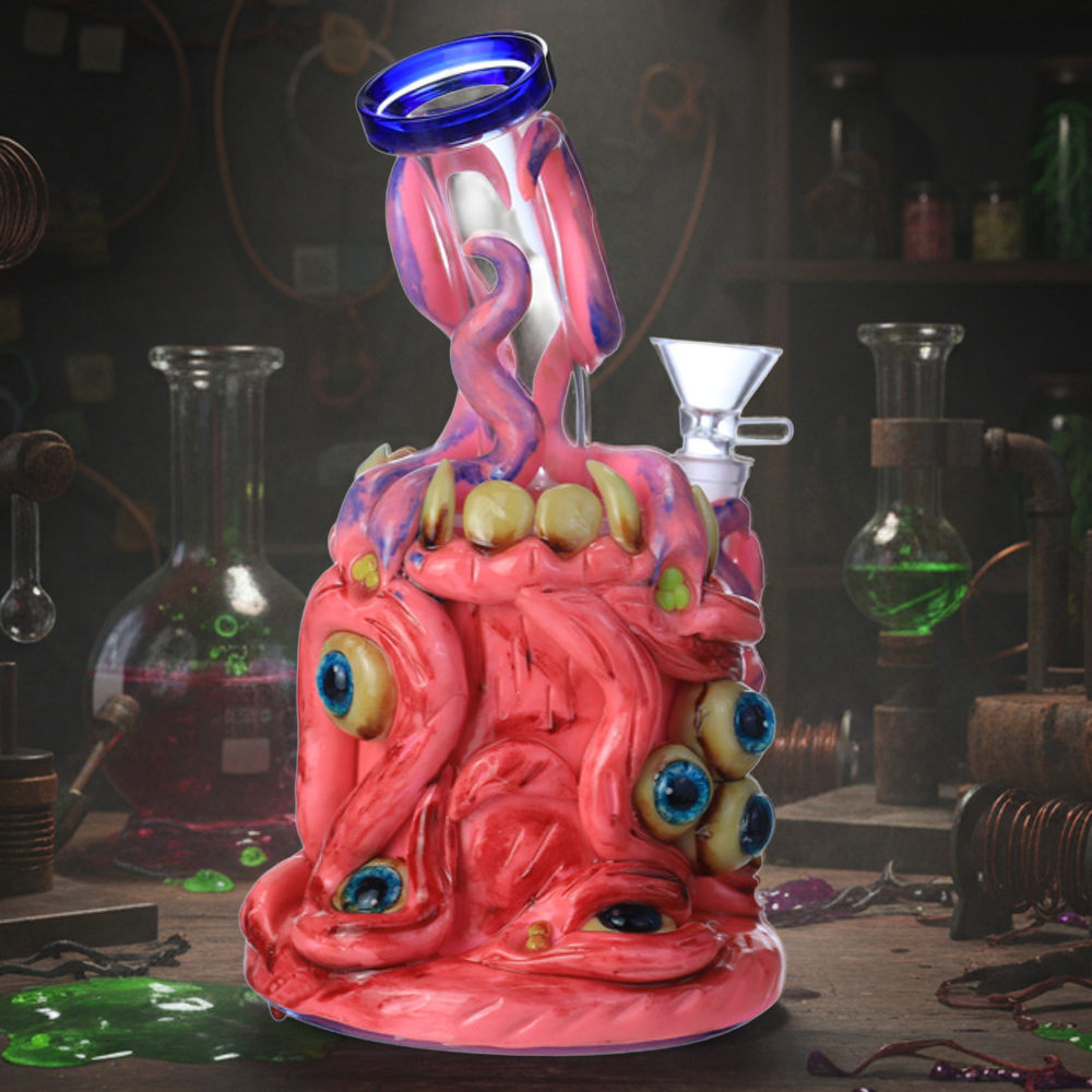 GLOW IN THE DARK MELTED MONSTER HEAVY WATERPIPE 8"