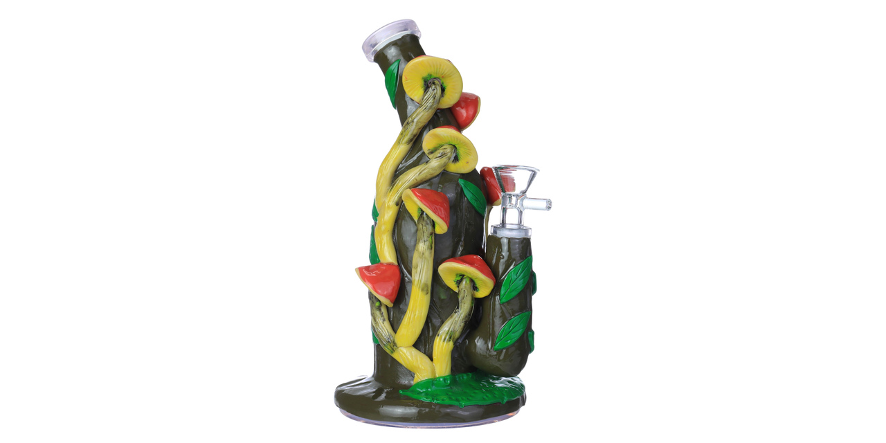 MUSHROOM ON ROCK HEAVY WATERPIPE 8"